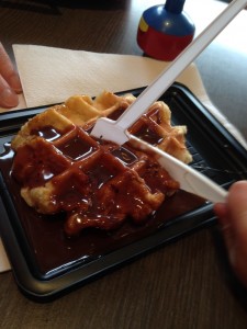 Belgian Waffle Slathered in Belgian Chocolate, YUM!