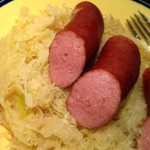 Dinner Idea: Smoked sausage and sauerkraut with steamed veggies! #yum #wowmoment #whatsfordinner 
