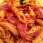 Dinner Idea:Penne with pancetta and tomato. #wowmoment #whatsfordinner #yum