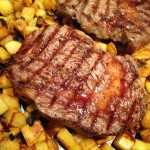 Dinner Idea;Steak and potatoes! Juicy #ribeye steaks with pan roasted potato and onions! #yum #wowomoment #whatsfordinner #beef #glutenfree 