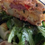 Dinner Idea: #Frittata with #potatoes, #pork #sausage mushrooms, red pepper, #onions and basil with Parmesan baked in! Served with a salad tossed in lemon #vinaigrette ! #whatsfordinner #sundaysupper #yum #fresh #foodie