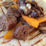 Dinner Idea: Chunks of #beef #sausage grilled with onions, peppers, and #mushrooms on grilled flat #bread ! #wowmoment #whatsfordinner #weekdaysupper #grilling #aprilfools #yum #foodie #fresh #lifeisgood