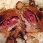 Dinner Idea:Veal cordon blue stuffed with ham and Emmentaler cheese over rice with a mushroom jus and steamed spinach! #yum #wowmoment #whatdfordinner #food #classic