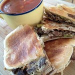 Dinner Idea: Roast #pork #panini #sandwiches with balsamic vinaigrette and artichoke hearts and just a few pepperoncini to spice up and some tomato vegetable soup! #wowmoment #weekdaysupper #whatsfordinner #yum #food #fresh