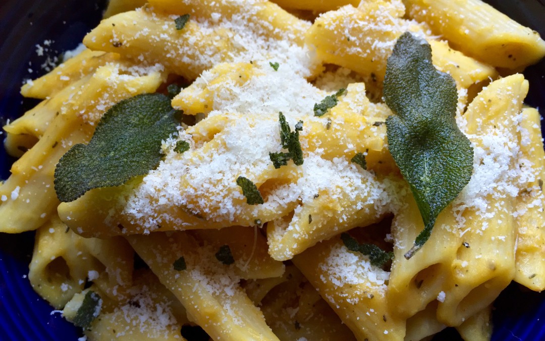 Carrie in the Kitchen: Pumpkin and White Bean Pasta with Fried Sage Leaves