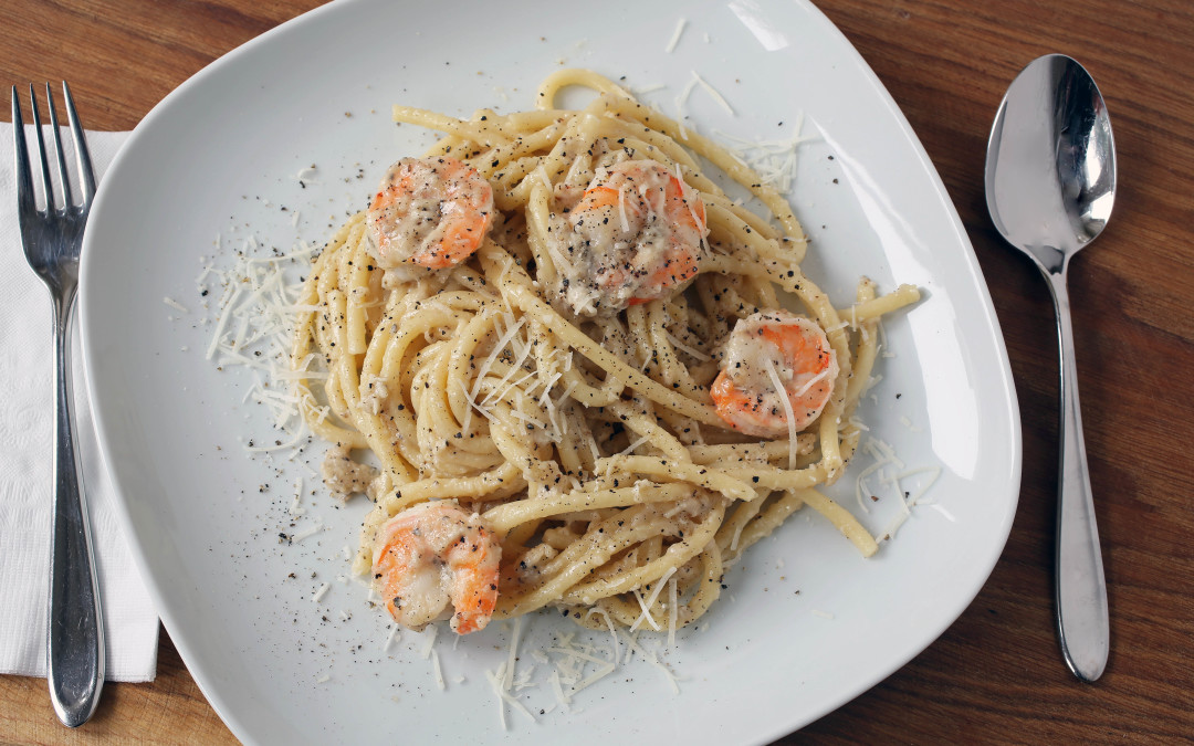 Cacio e Pepe with Shrimp