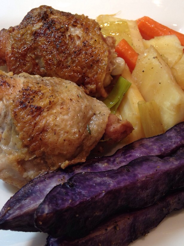 Chicken Thighs, Chicken Legs, and Vegetables - a Simple Dinner